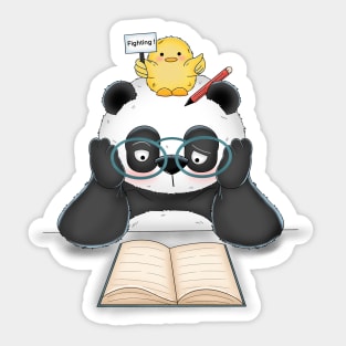 Panda Studying Hard Sticker